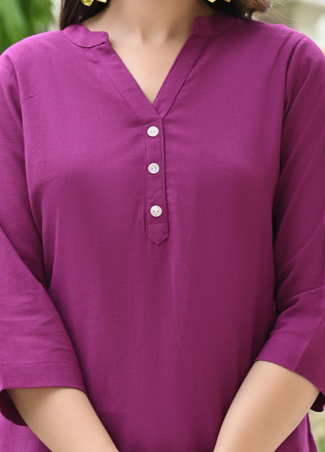 Wine airy linen short kurti
