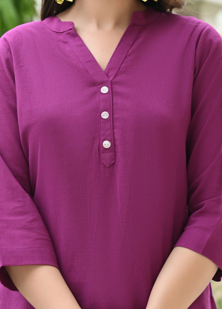 Wine airy linen short kurti