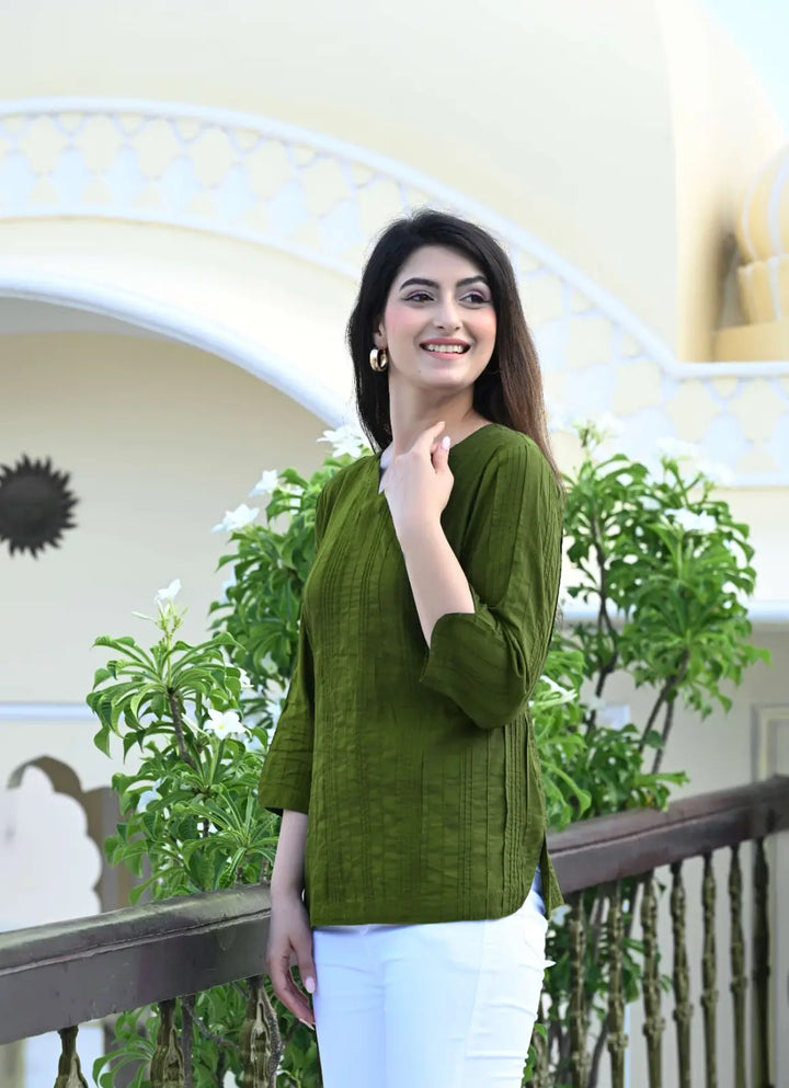 Green Everyday Cotton Kurti
