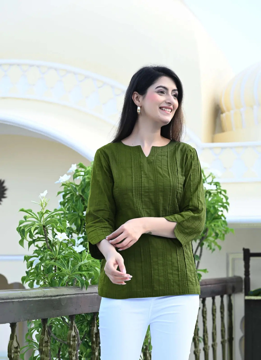 Green Everyday Cotton Kurti