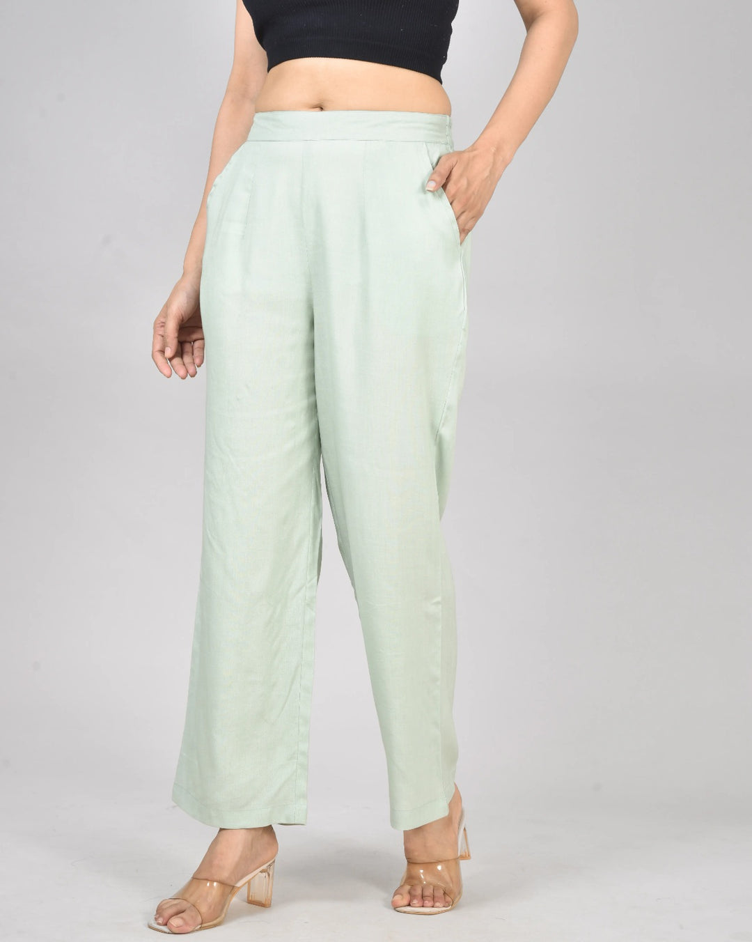 Pista Green Solid Palazzo