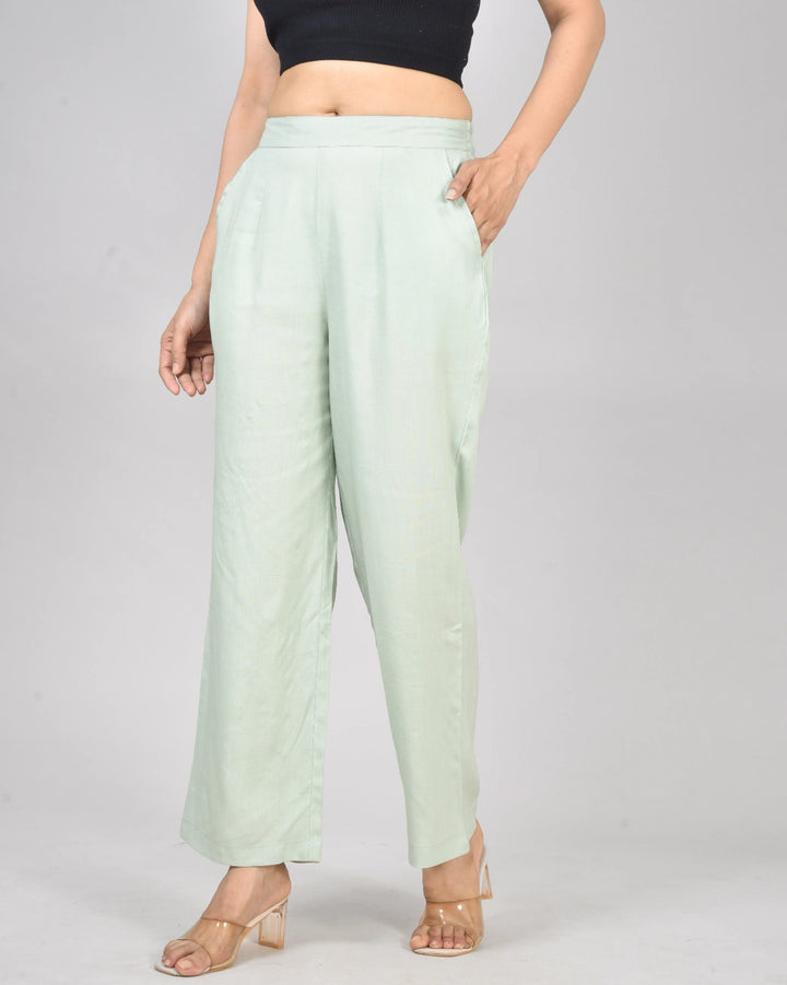 Viscose Palazzo Pants Combo - Pista Green & Lavender