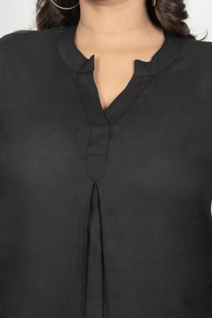 Viscose Pleated Top Combo – Black & Olive Green (Pack of 2)