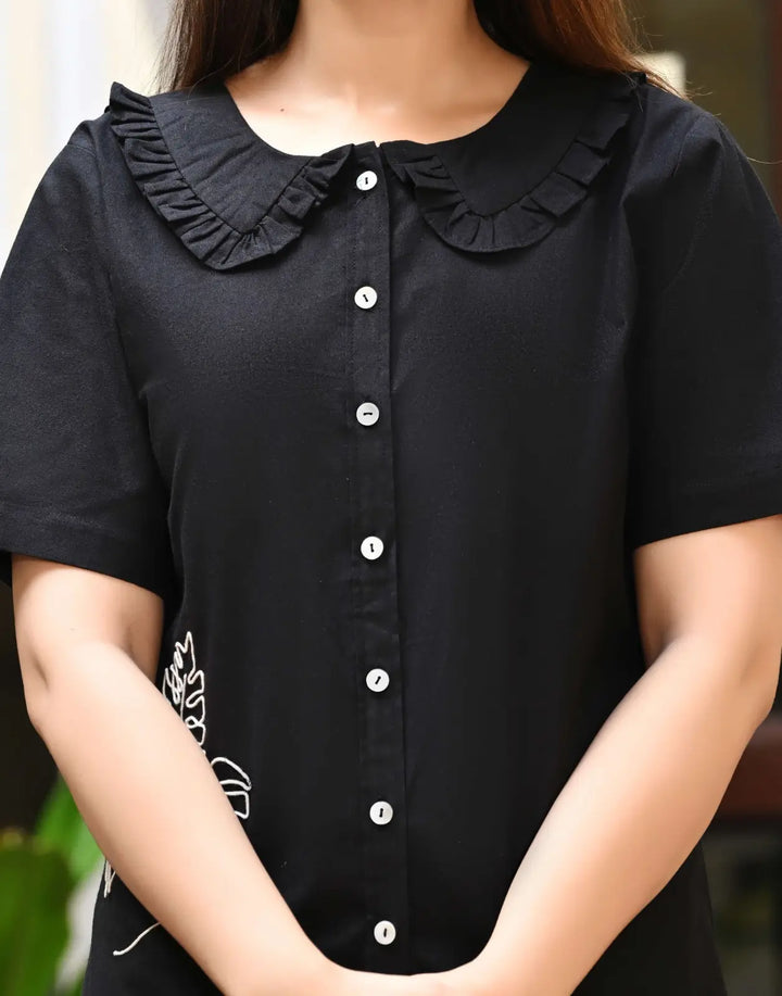 Black  Embroidered Co-ord Set
