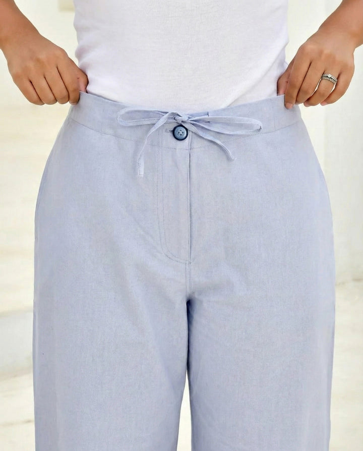 Lavender Grey Solid Straight Pants